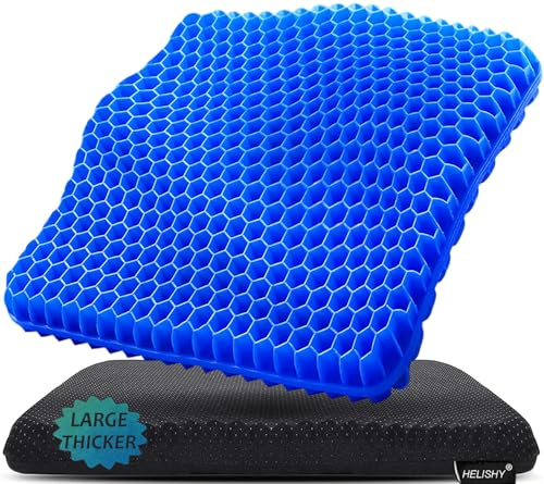 Gel Seat Cushion for Long Sitting Pressure Relief (Super Large & Thick) - Non-Slip Gel Chair Cushions for Back,Sciatica,Tailbone Pain Relief - Seat Cushion for Office Desk Chair,Car Seat,Wheelchair
