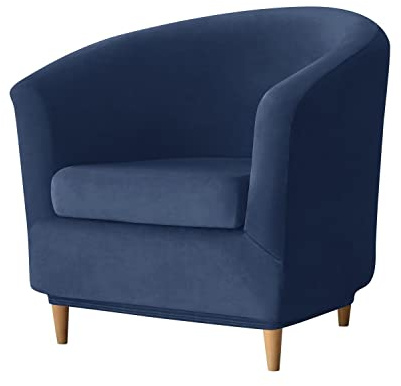GEOCANG 2-piece set Club Chair Slipcover, Washable Stretch Sofa Slipcover Tub Chair Cover Armchair Protector Club Chair Cover Furniture Cover with Elastic Stretch Velvet (Navy)