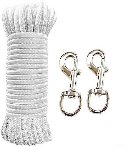 Fahnenmast-Seil-Set, 11,5 m, Fahnenmast, Halyard-Linie mit 2 Fahnenmast-Clips, Karabinerhaken zum Aufhängen von Kleidung, Segeln, Takelage