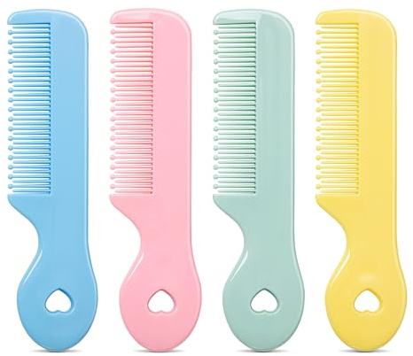 MEGAVOW 4 Pcs Baby Hair Comb | Cute Small Round Hairbrushes Hair Brush Set for Toddler Newborn Girls and Boys Childrens Multicolor, 4 Colors