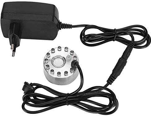 Brumisateur à Ultrasons, Mini Fontaine d'eau Atomiseur avec 12 Lumières, Petit Brumisateur de Bassin, Humidificateur d'air, pour Fontaine à Eau, Étang(Prise UE 100-240V)