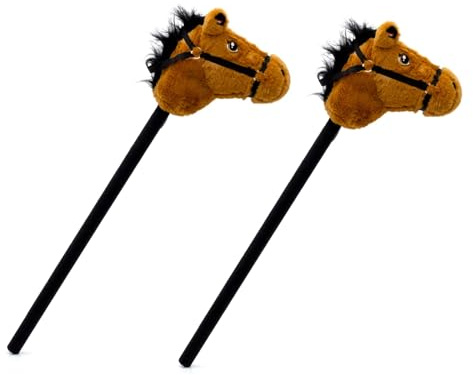 Carousel Home Pack of 2 Hobby Horse With Sound | Kids Stick Horse With Galloping Neighing Sounds | Childrens Plush Horse Riding Toy For Boys Girls - 72cm
