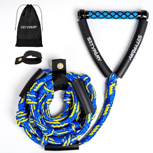 SETYPARY Wakesurf Rope and Handle, 25ft Floating Wake Surf Ropes, Surf Tow Rope for Wakesurfing and Watersports (Blue & Yellow)