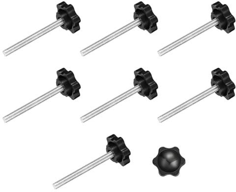 QUARKZMAN 8pz Manopola a Vite di Serraggio, M5 x 50mm Manopola Stella a Forma Esagonale Impugnature Plastica Maniglia Vite Serraggio Manuale per Base Ombrellone Mobili Meccanici, 32mm Dia