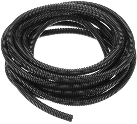sourcing map 1/4 Inch x 16.5 Ft Split Wire Loom Tubing, Guard Convoluted Flex, Protective Split Cable Conduit, Flexible Wire Protector Tubing, Electrical Cord Cover, Black