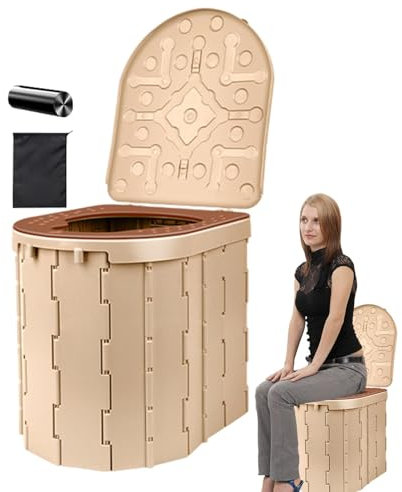 Klappbare Campingtoilette, Reisetoilettensitz, Tragbare Töpfchen-Autotoilette, Camping-Badezimmertoilette, Reisetöpfchen Mit Deckel, Tragbare Toilette Mit Müllbeuteln, Faltbare Reisetoilette, Kompakte