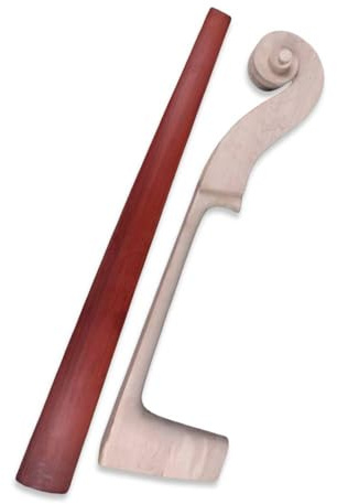 WUQIMUSC 3/4 Größe aufrechtes Doppelbass Griffbrett und Hals Kit, Ebenholz/Palisander Griffbrett mit Ahornholz Hals Kopf für DIY, Ersatz Kontrabass Teile (Rosenholz)