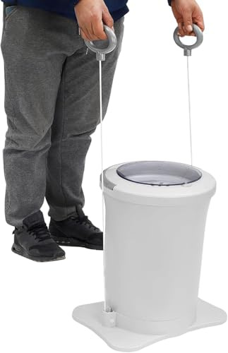 RKUVPAE Manual Clothes Dehydrator Foot Pedal Laundry Dryer Compact Spin Dryer Non Electric Clothes Spinner Dryer 12L/ 3.17Gallon Large Capacity Foot Powered Dehydrator for Wet Clothes
