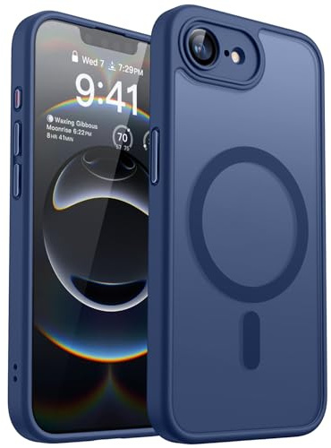 CANSHN Magnetica Cover per iPhone 16e/iPhone 17e(6.1 Pollici),Compatibile con MagSafe, [Protezione Completa Della Fotocamera] Custodia Traslucida Opaca Protettiva Sottile Antiurto,Blu Profondo