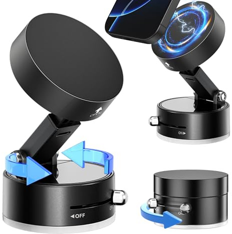 Seltureone Vacuum Magnetic Phone Holder（2025 Upgrated）,360° Rotatable and Retractable Vacuum Suction Phone Holder for Car，Multi-Scene Universal Magnetic Phone Stand for All Mobile Phones