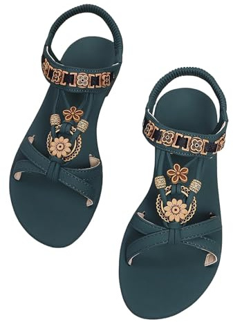 Generisch bequeme sandalen Sandalen Damen Sommer Elegant Slingback Orthopädische Sommerschuhe Flache Weichen Sohlen Mit Fussbett Atmungsaktive Peep Toe damen flip flops elegant Grün 39