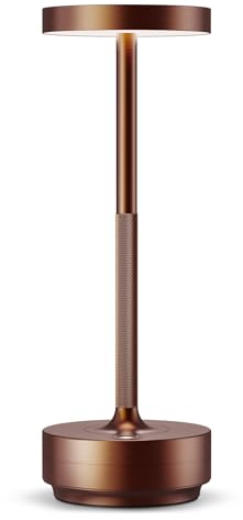 HYMZP Lampada da Tavolo Senza Fili Ricaricabile,Lampada Led da Tavolo,3 Modalità di Colore, IP54, per Interni/Esterni, Ristorante (Marrone)