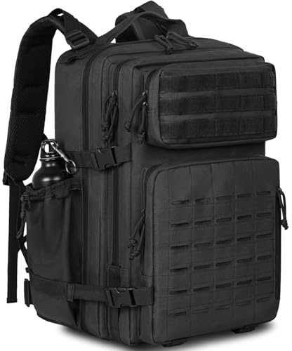 OUUTMEE 40 l taktisk ryggsäck 900D nylontyg jakt ryggsäckar utomhus överlevnadsryggsäck ryggsäck, svart, 28 x 30 x 50 cm