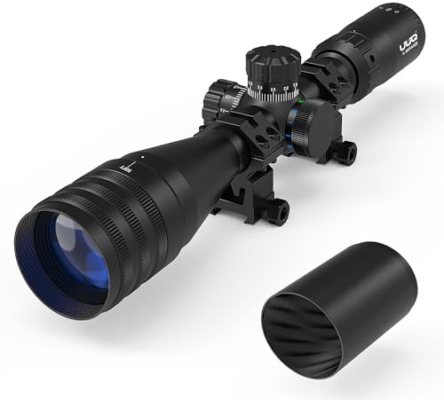 Lunette de tir UUQ 4-16X44AO pour la Chasse avec Tourelle verrouillable, parasoleil, Plan Focal secondaire (PFS), Illumination Rouge/Verte/Bleue, réticule Mil-Dot, réglage du parallaxe Avant