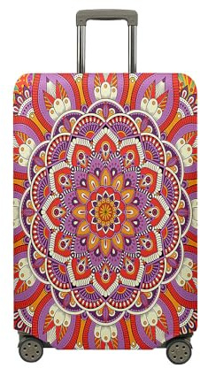 Fasbuy Kofferhülle Kofferschutzhülle mit 18-32 Zoll, Elastisch Koffer Schutzhülle Mandala Druck Reise kofferüberzug, Reisekoffer Trolley Case kofferschutz (Orange,L)