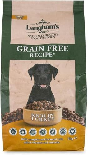 Langham's Grain Free Dog Food - Complete Hypoallergenic Adult Dry Dog Food with Turkey & Sweet Potato -Gentle on Digestion - No Added Artificial Colours, Flavours or Preservatives – 2kg