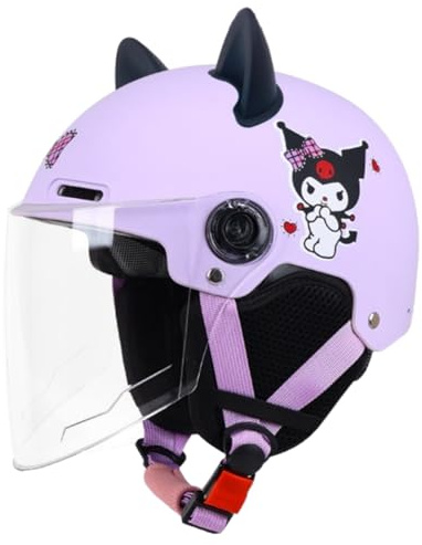 Casco Da Moto Per Bambini Con Orecchie Di Gatto, Casco Aperto Per Bici, Ciclomotore, Moto Da Cross, Scooter, Go-Kart, Bicicletta, ATV, Per Ragazzi E Ragazze Dai 2 Ai 14 Anni H,47-55cm