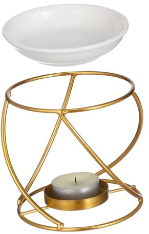 INOOMP Brûleur Cire Fondue Doré Chauffe Plat Diffuseur Huiles Essentielles Décoration Maison pour Salon Yoga Spa