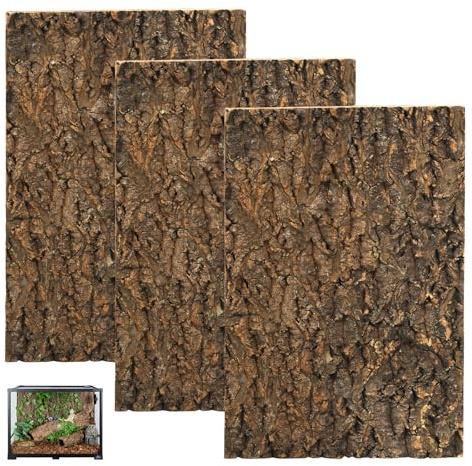 GBKDQQ 3 stycken korkbark, bakvägg för terrarium, naturlig korkbark, dekoration, 20 x 30 cm reptil klättermatta, trädbarkutseende för reptiler Gecko, bardagsnamn och sköldpaddor