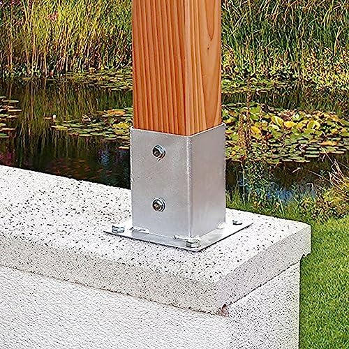 Stainless Steel Deck Post Base Kit - Heavy Duty Bracket for Secure Porch, Gazebo, and Shed Support - Anchors into Concrete