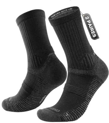 Juclise Chaussettes de randonnée d'été en laine mérinos pour hommes, Compression, amorti anti-ampoules, respirantes et évacuation de l'humidité