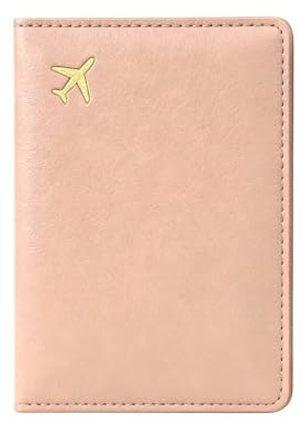 Pebipoo Passport Holder Travel Wallet,Boarding Pass and ID Card Leather Passport Wallet for Women and Men (Pink)