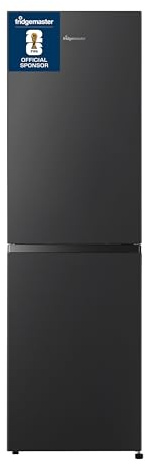 Fridgemaster MC55240EB 55cm Freestanding 252 Litre 50/50 Fridge Freezer - LED Lighting - 4 Star Freezer Rating - Black - E Rated, H174.3 x W55.4 x D55.8 cm