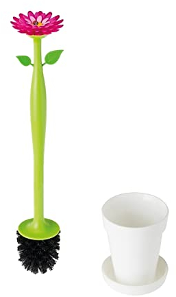 VIGAR Scopino WC Flower Power, Polipropilene, Gomma, Blanco, 11x11x32.5