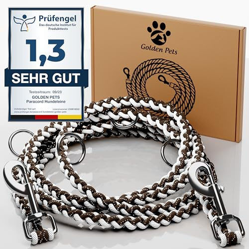 Testnote: Sehr gut - Hundeleine reflektierend I 2m, verstellbar, wetterfest & reißfest bis 250 kg I Paracord Führleine, Umhängeleine I kleine - große Hunde