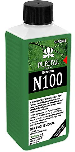 Rezeptur N100 NPK 11,6+4,2+6,3 Flüssig-Dünger, System Volldünger (Stickstoff Phosphat Kalium) mit Spurennährstoffen Eisen Kupfer Mangan Molybdän Zink