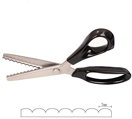 Forbici professionali con lama ondulata in acciaio inox, forbici da sartoria, seghettate e smerlate, per cucire, taglio curvo per pelle, tessuto, carta, multiuso. scalloped 7mm