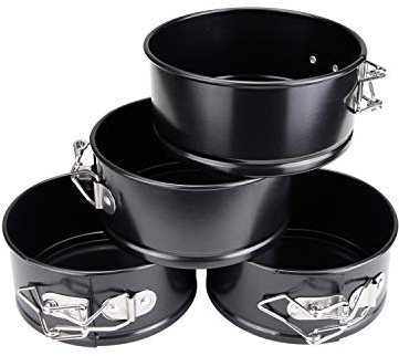 4 inch Small Springform Pan, Happybase 4 Piece Nonstick Round Cake Pans Mini Cheesecake Tins with Removable Bottom for Cheesecakes, Pizzas and Quiches