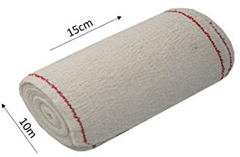 Venda Elástica de Crepe Sin Látex Para Soporte, Fijación y Reposo, Bordes Tejidos (EXTRA 85 gr/m2, 15cmX10m)