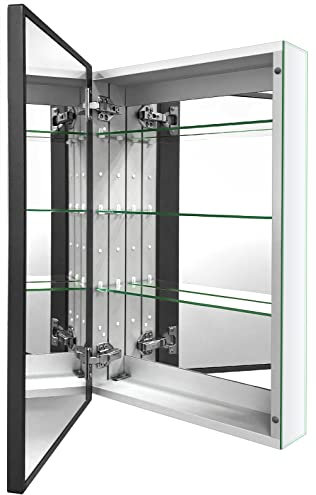 FOMAYKO Medizinschrank, Aluminium, 40,6 x 66 cm, für Badezimmer oder Vertiefung oder Oberflächenmontage, 40,6 x 66 cm, Schwarz