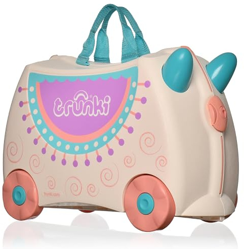 Trunki Handgepäck Und Kinderkoffer zum Draufsitzen | Kinder Risen Geschenk für Mädchen Und Jungen | Trolley Lola das Lama (Creme)