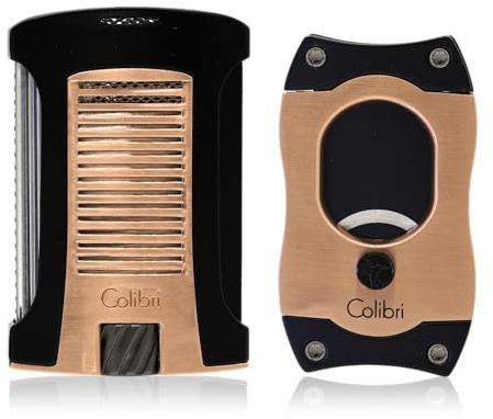 Colibri Daytona Lighter + S-Cut Cutter Gift Set - Single Jet Flame, Wind Resistant, Large Fuel Tank, Gift Box Included (Rose Gold)