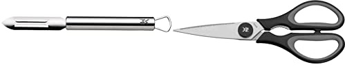 WMF Profi Plus Pelador De Verduras, Acero Inoxidable Pulido, 19 Cm + Touch Tijeras De Cocina, Acero Inoxidable, Negro, 21Cm