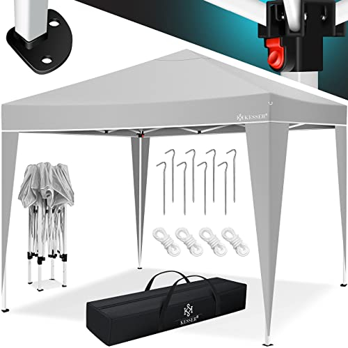 KESSER® Pavillon Faltpavillon 3x3m | Pop-Up Gartenpavillon Höhenverstellbar Stabil Wasserdicht Winterfest | Partyzelt Festzelt UV-Schutz 50+ inkl. Tasche mit Rollen & Bodenanker | Grau