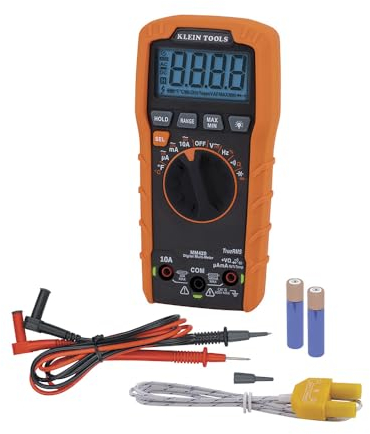 Klein Tools MM420 Digital Multimeter, Auto-Ranging TRMS Multimeter, 600V AC/DC Voltage, 10A AC/DC Current, 50 MOhms Resistance,Orange/Black
