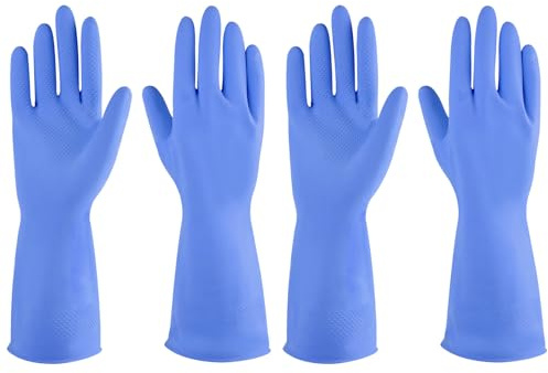 Gummihandschuhe, Geschirrspüler, 2 Paar für die Küche, Reinigungshandschuhe für den Haushalt, wiederverwendbar. (XL, blau)