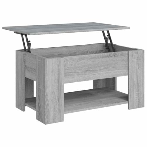 vidaXL Couchtisch Höhenverstellbar Kaffeetisch Wohnzimmertisch Beistelltisch Sofatisch mit Stauraum Grau Sonoma 79x49x41cm Holzwerkstoff