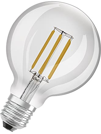 Osram LED Stromsparlampe, Filament Globe mit E27 Sockel, Warmweiß (3000K), 4 Watt, ersetzt herkömmliche 60W-Leuchtmittel, besonders hohe Energieeffizienz und stromsparend, 1er-Pack