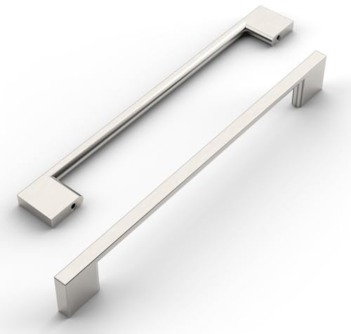 Amerdeco 10 Stück Möbelgriffe Gebürsteter Nickel 192mm Lochabstand Schubladen Griffe für Küchenschränke Schrankgriffe Schubladengriffe Türgriffe für Küchenschränke Kleiderschrank UK035