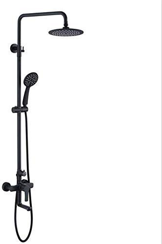CAZARU Brausegarnitur Edelstahl 9 Zoll Rundmessing Regenduschkopf 3 Funktion Brause Schwarz Lack Zusammensetzung Set 1. 5M ABS Handbrause Brauseschlauch Brause Thermostat Badewanne Brause F