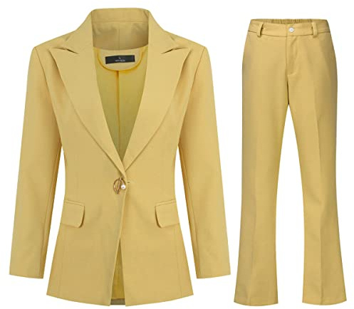YUNCLOS Completo da donna 2 pezzi giacca formale da ufficio con un bottone completo completo pantaloni da lavoro giacca e pantaloni
