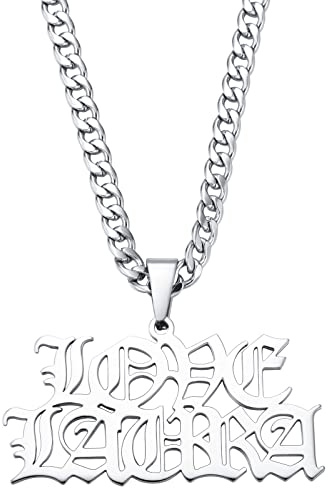 INBLUE Personalisierte Namenskette Plattenanhänger für Männer Frauen Individuelle Große Anfangsbuchstaben Nummernketten mit Knebelkette/Seilkette Hip Hop Schmuck