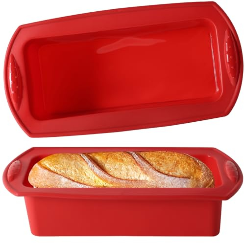WUFANC Stampo in silicone per pane, 2 stampi in silicone per torte e pane, antiaderente, facile da pulire, 27,5 x 14 x 6,5 cm