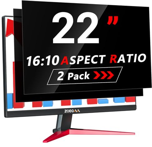 ZOEGAA Confezione da 2 Pellicole Privacy Monitor 22 Pollici per Computer 16:10 - Filtro Privacy Antiriflesso con Protezione Luce Blu per PC, Rimovibile a Doppia Faccia, Protezione Dati a 180°