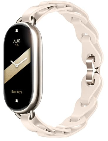 PINHEN Bracelet en silicone compatible avec Xiaomi Smart Band 8/9/10 - Boucle à anneau réglable - Design élégant - Pour femme Mi Band 8/9/10
