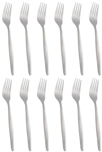 Argon Tableware 12x 19.5cm Économique Fourchettes à Dîner en Acier Inoxydable - Argent Métal Cuisine À Manger Dessert Restauration Coutellerie Tableau Fourchette Ensemble